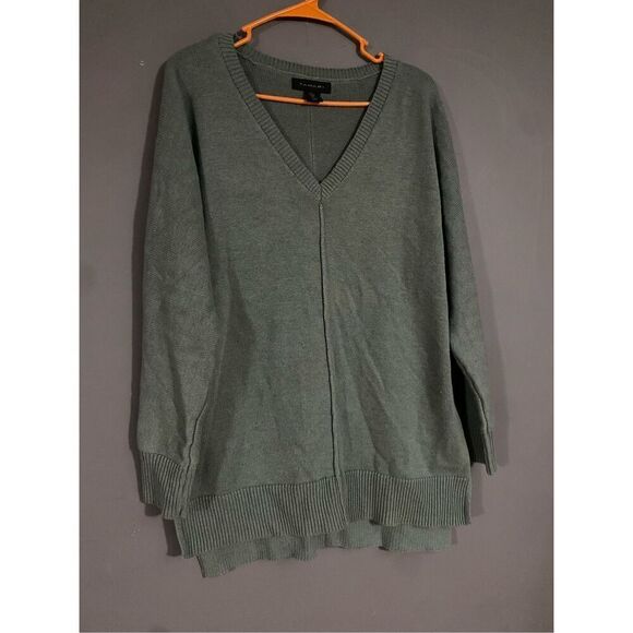 Tahari Womens Sweater Oversized Tunic V Neck Pullover Green Size Small - Picture 2 of 7